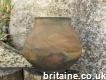 (sold) Tim Andrews Raku Pottery Vase - Copper Fumed Pots