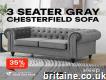 3 Seater Grey Chesterfield Sofa 35% Off